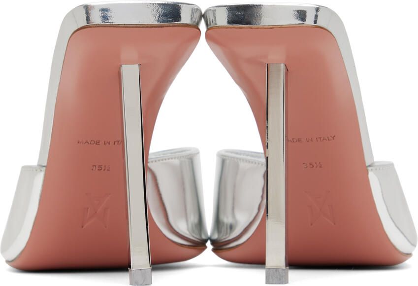 Amina Muaddi Silver Laura Heeled Sandals