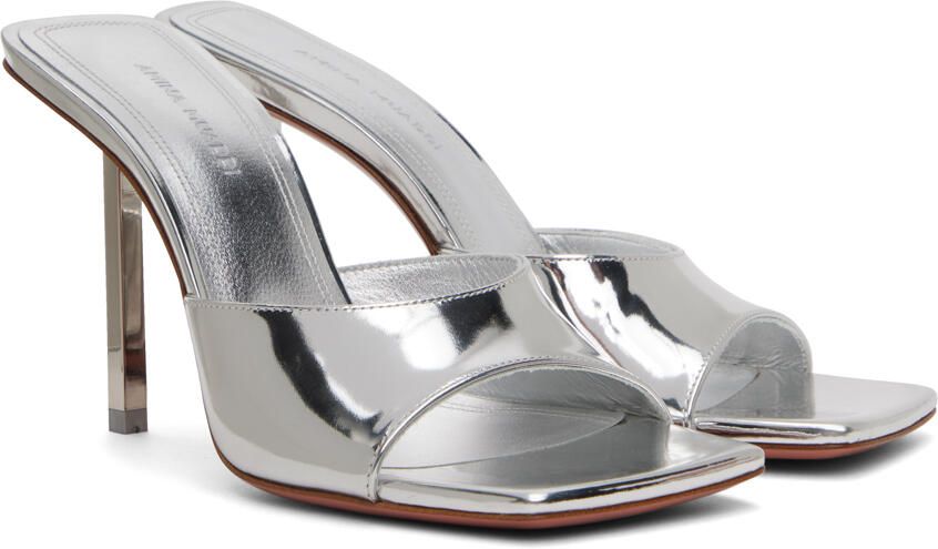 Amina Muaddi Silver Laura Heeled Sandals - Picture 2