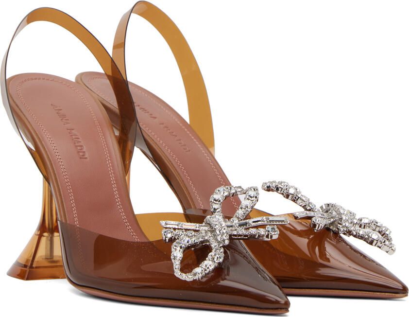 Amina Muaddi SSENSE Exclusive Brown Rosie Heels - Picture 2