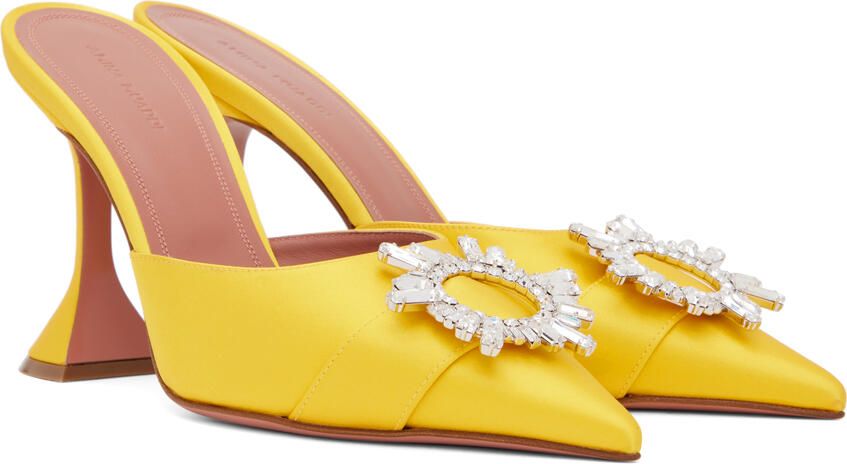 Amina Muaddi SSENSE Exclusive Yellow Begum Mules - Picture 2