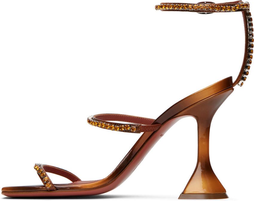 Amina Muaddi Tan Gilda Heeled Sandals - Picture 3