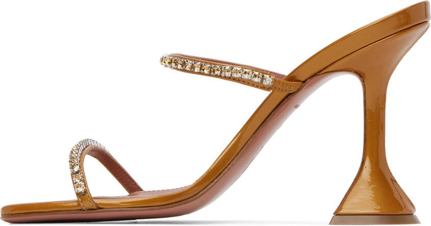 Amina Muaddi Tan Gilda Heeled Sandals - Picture 3