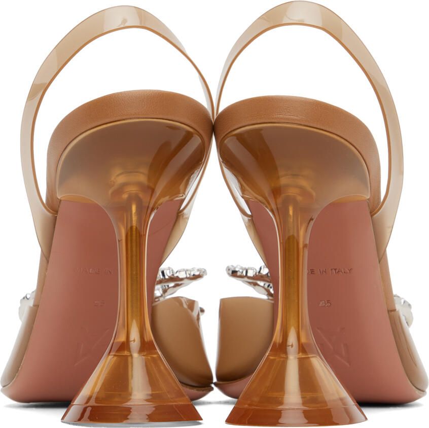 Amina Muaddi Tan Rosie Glass Sling 95 Heels
