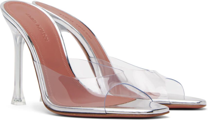 Amina Muaddi Transparent Alexa Glass 105 Slipper Heeled Sandals - Picture 2