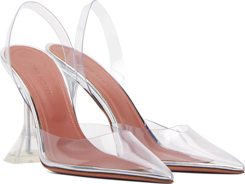 Amina Muaddi Transparent Holli Glass Sling Heels - Picture 2