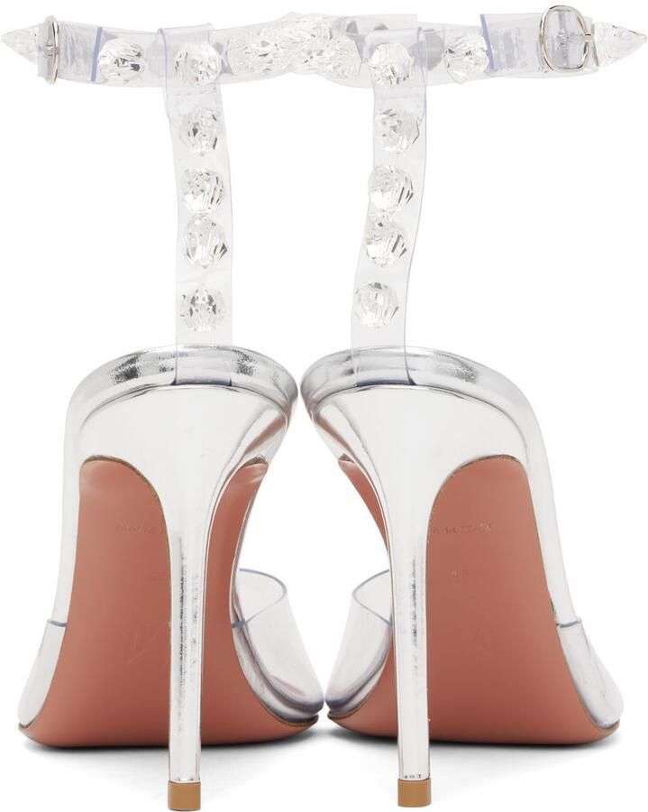 Amina Muaddi Transparent Julia Glass Heeled Sandals - Picture 6