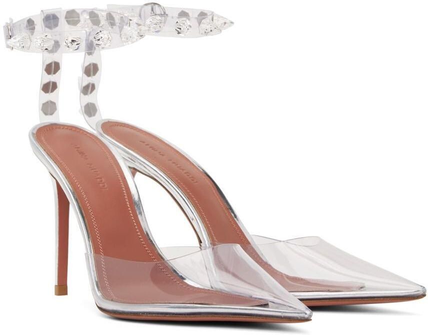 Amina Muaddi Transparent Julia Glass Heeled Sandals - Picture 2