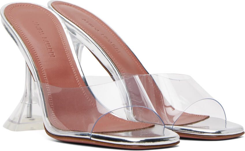 Amina Muaddi Transparent Lupita Glass Heeled Sandals - Picture 2