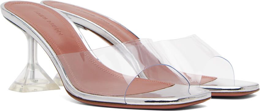 Amina Muaddi Transparent Lupita Glass Slipper Heeled Sandals - Picture 2