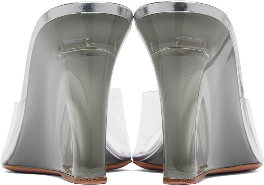 Amina Muaddi Transparent Lupita Glass Wedge Slippers