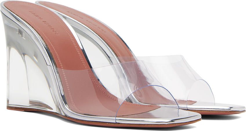 Amina Muaddi Transparent Lupita Glass Wedge Slippers - Picture 2