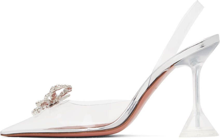 Amina Muaddi Transparent Rosie Glass Sling 95 Heels - Picture 3