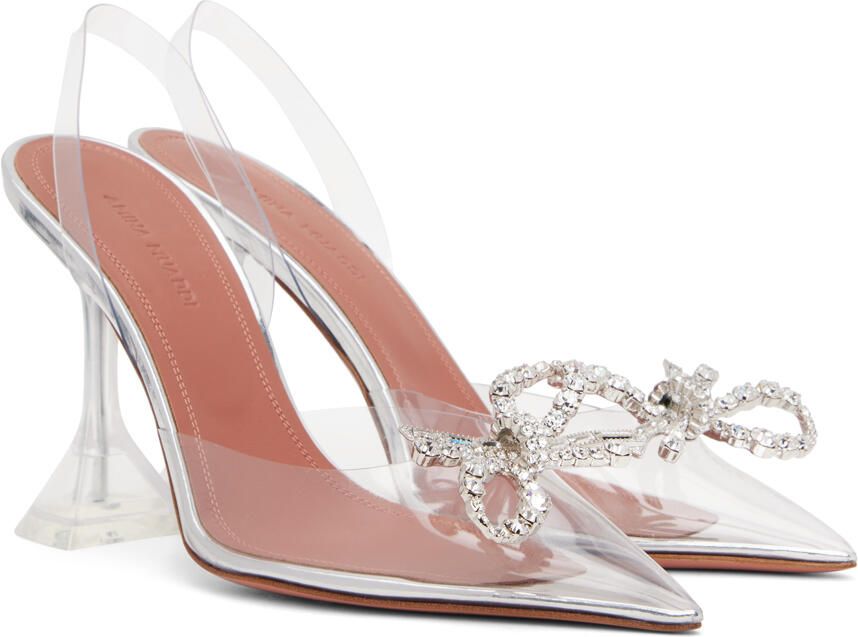Amina Muaddi Transparent Rosie Glass Sling 95 Heels - Picture 2