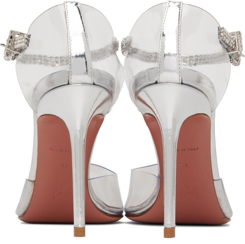 Amina Muaddi Silver Giorgia Heeled Sandals