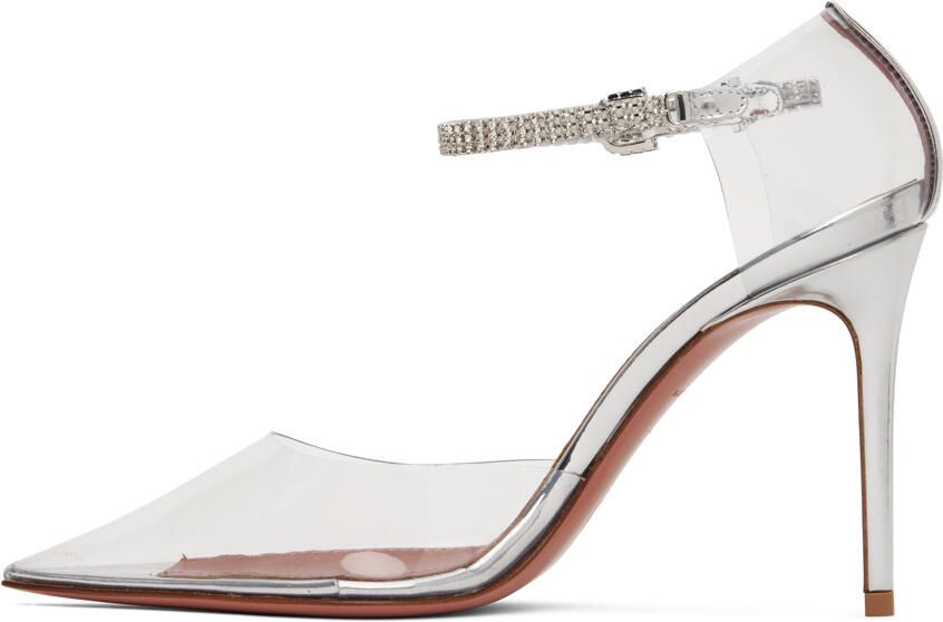Amina Muaddi Silver Giorgia Heeled Sandals - Picture 7