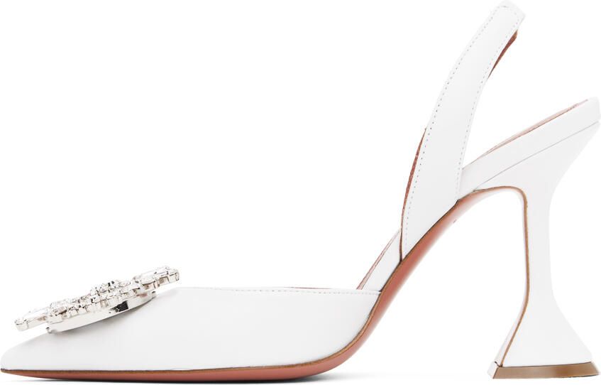 Amina Muaddi White Begum Sling Heels - Picture 3