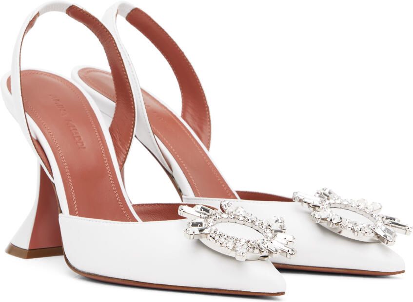 Amina Muaddi White Begum Sling Heels - Picture 2