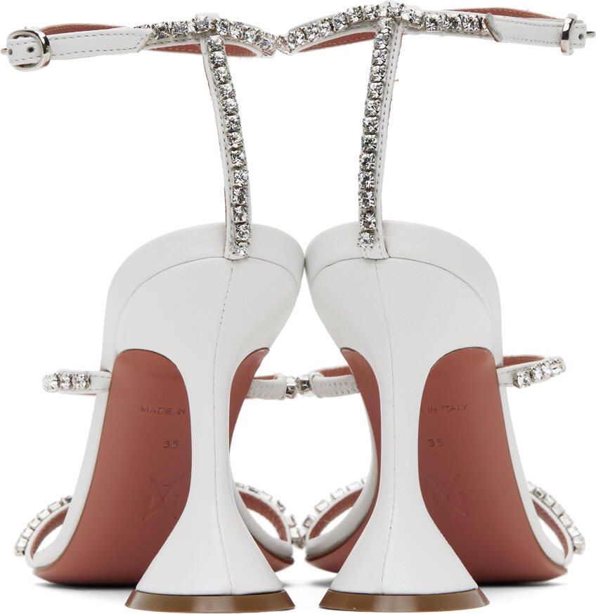 Amina Muaddi White Gilda Heeled Sandals
