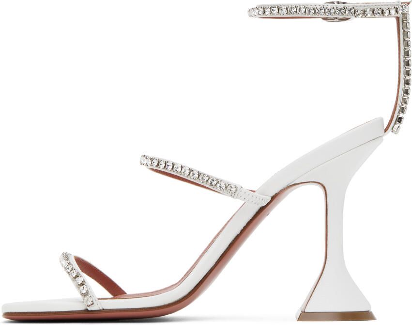 Amina Muaddi White Gilda Heeled Sandals - Picture 2