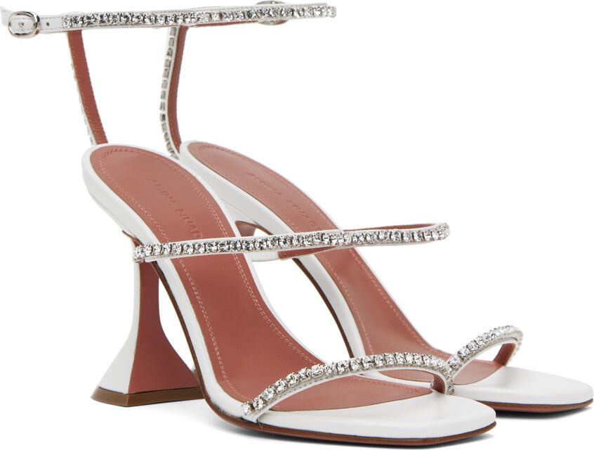Amina Muaddi White Gilda Heeled Sandals - Picture 3