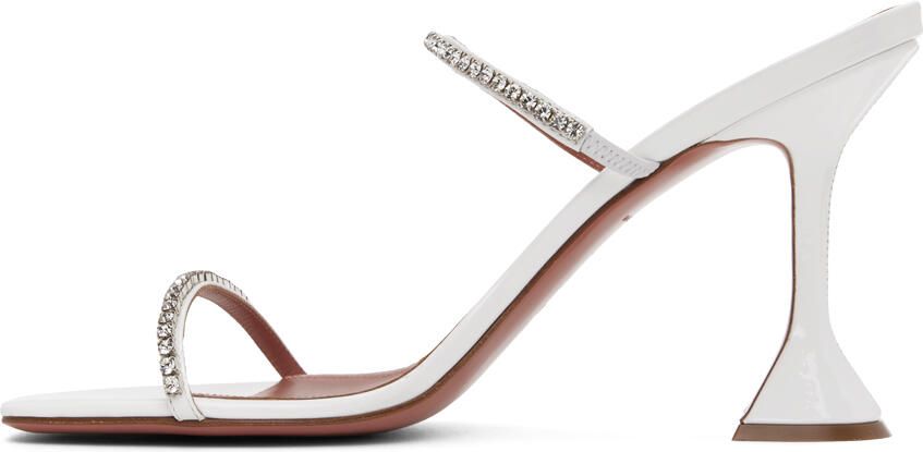 Amina Muaddi White Gilda Heeled Sandals - Picture 3