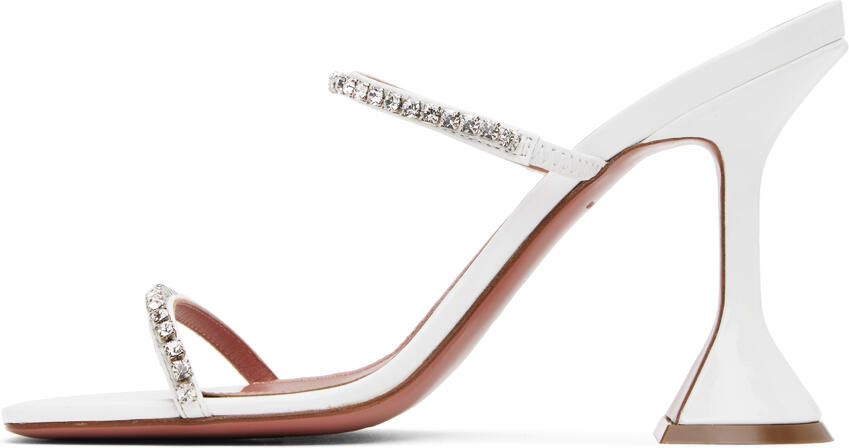 Amina Muaddi White Gilda Slipper Heeled Sandals - Picture 3