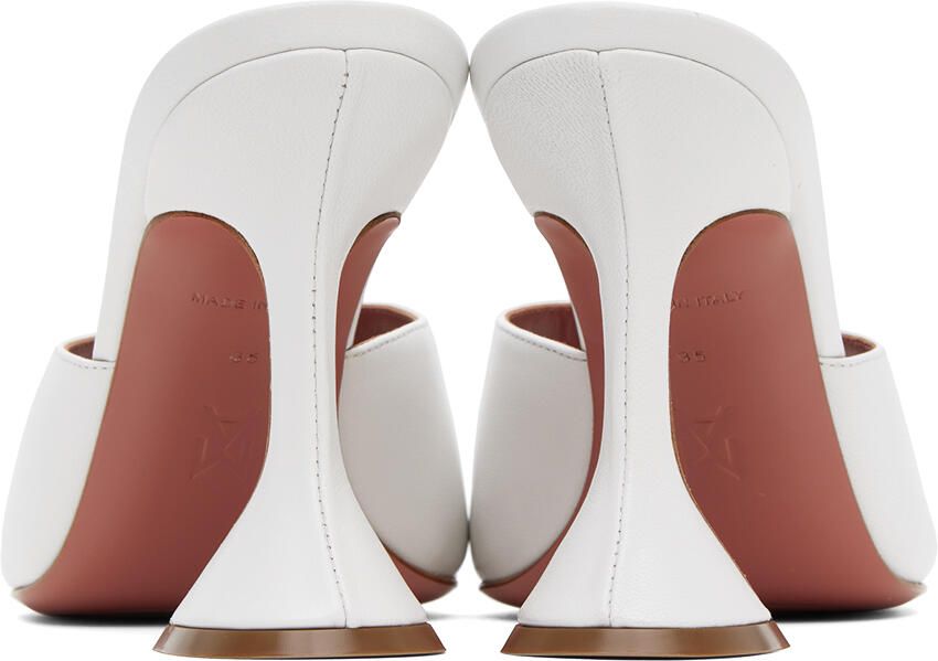Amina Muaddi White Lupita Slipper Heeled Sandals