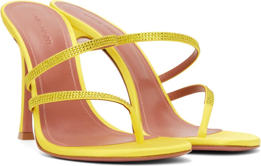 Amina Muaddi Yellow Ami Heeled Sandals - Picture 2
