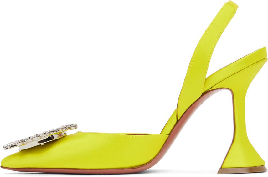Amina Muaddi Yellow Begum Sling Heels - Picture 3