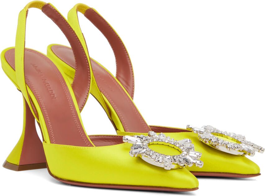 Amina Muaddi Yellow Begum Sling Heels - Picture 2
