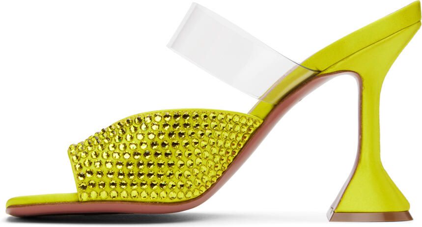 Amina Muaddi Yellow Paloma Crystal Slipper Heeled Sandals - Picture 3