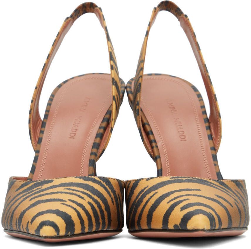 Amina Muaddi Yellow Tiger Holli Sling Heels
