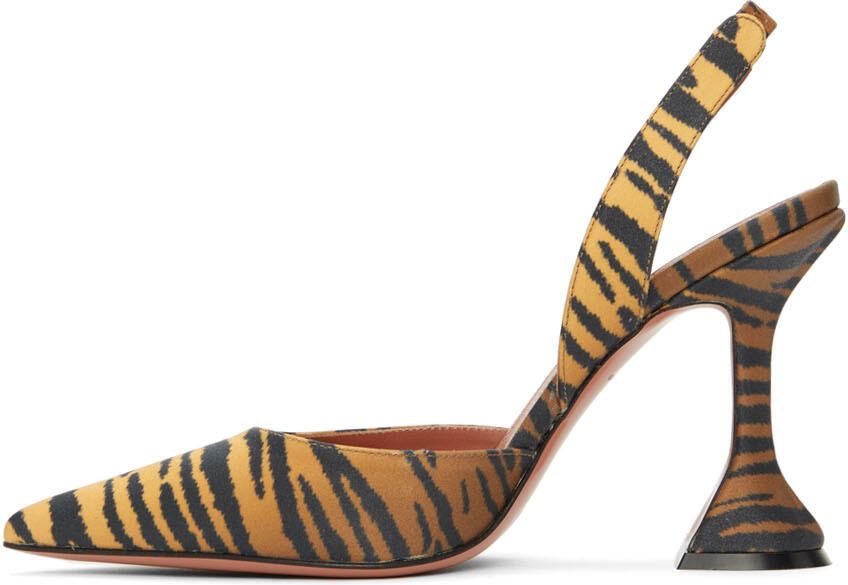 Amina Muaddi Yellow Tiger Holli Sling Heels - Picture 3