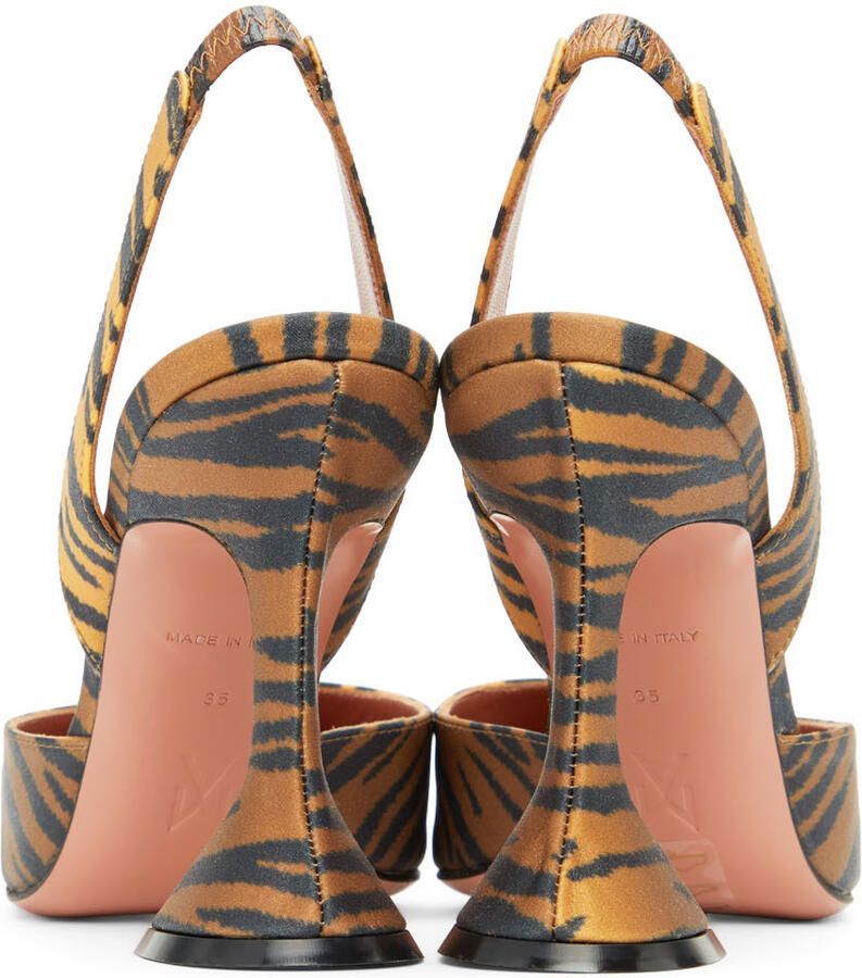 Amina Muaddi Yellow Tiger Holli Sling Heels - Picture 2