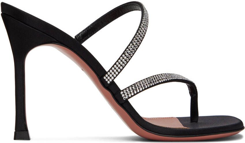 Amina Muaddi Black Ami Heeled Sandals - Picture 5