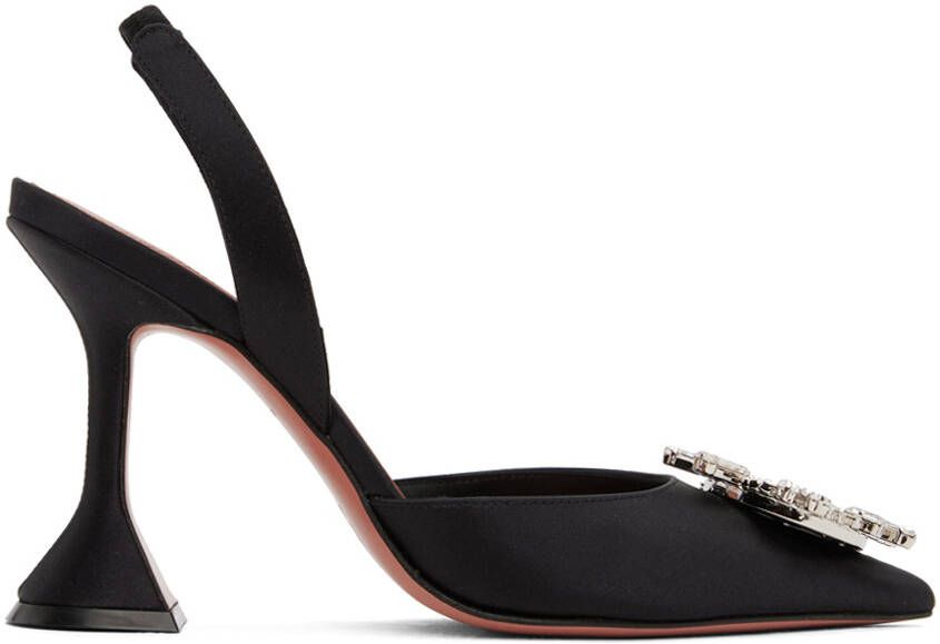 Amina Muaddi Black Begum Sling Heels - Picture 4