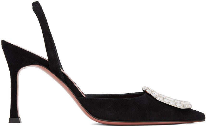 Amina Muaddi Black Camelia Heels - Picture 5