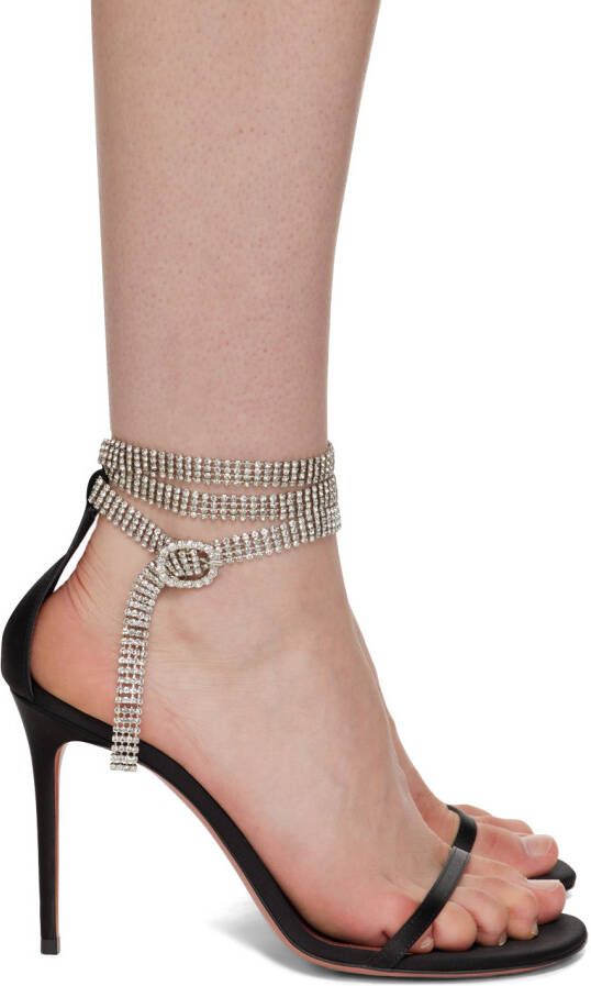 Amina Muaddi Black Giorgia Crystal Heeled Sandals - Picture 5