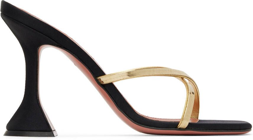 Amina Muaddi Black Henson Cross-Over Heeled Sandals - Picture 5