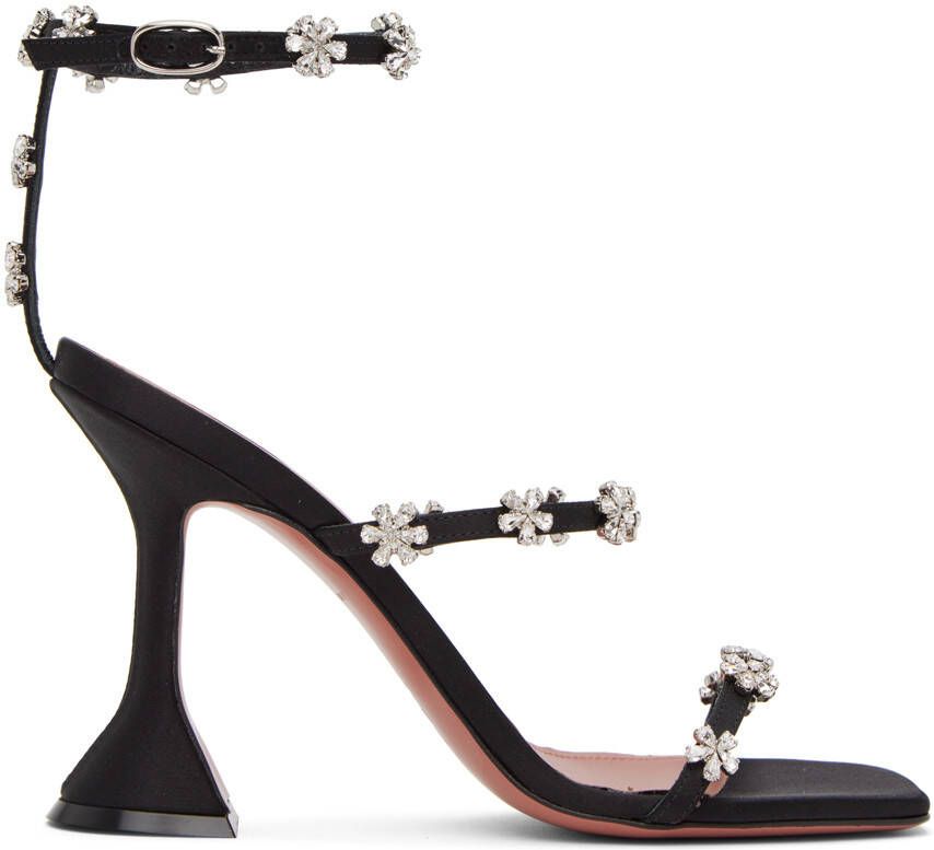 Amina Muaddi Black Lily Heeled Sandals - Picture 4