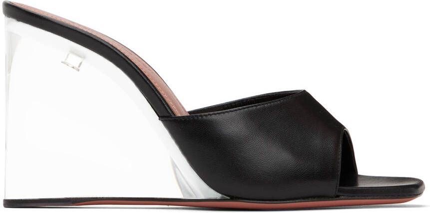 Amina Muaddi Black Lupita Glass Wedge 95 Heeled Sandals - Picture 5