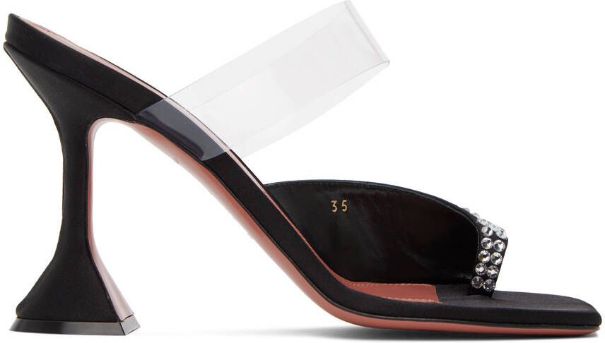 Amina Muaddi Black Paloma Slipper Heeled Sandals - Picture 5