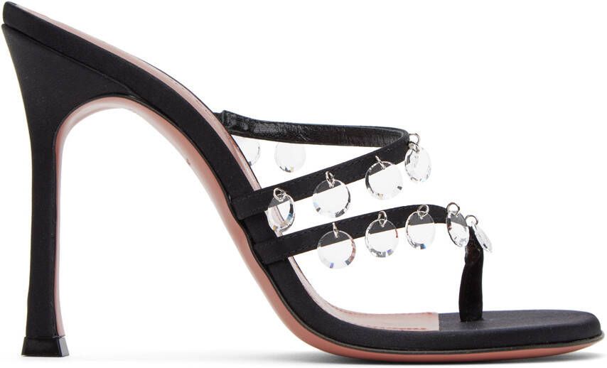 Amina Muaddi Black Tina Slipper Heeled Sandals - Picture 5