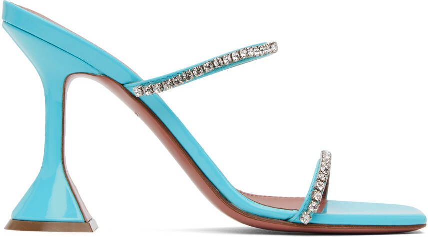 Amina Muaddi Blue Gilda Slipper 95 Heeled Sandals - Picture 5