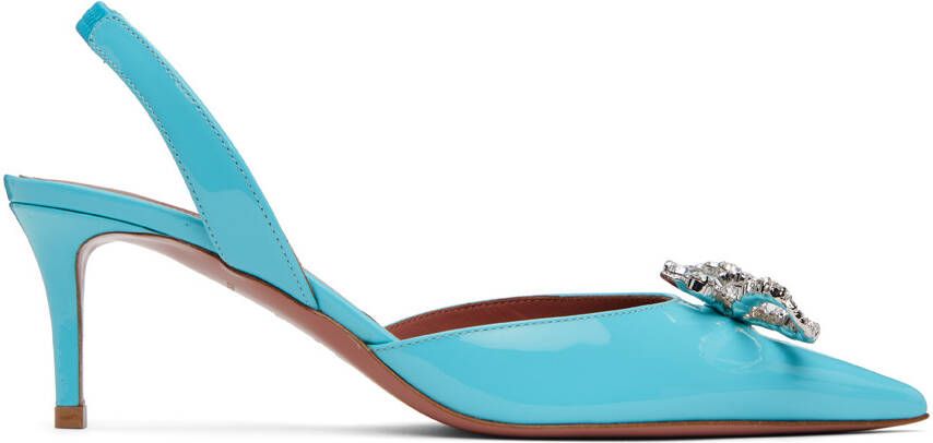 Amina Muaddi Blue Rosie Sling 60 Heels - Picture 5