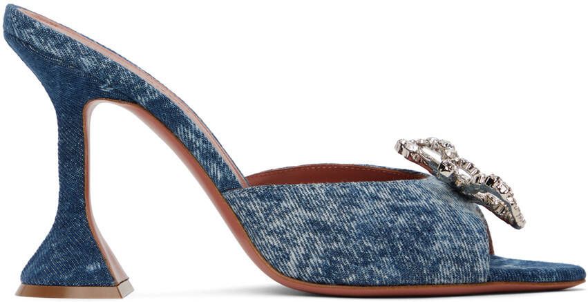 Amina Muaddi Blue Rosie Slipper Heeled Sandals - Picture 5