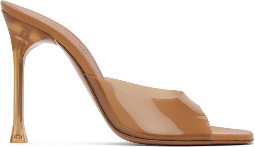 Amina Muaddi Brown Alexa Glass Slipper 105 Heeled Sandals - Picture 5