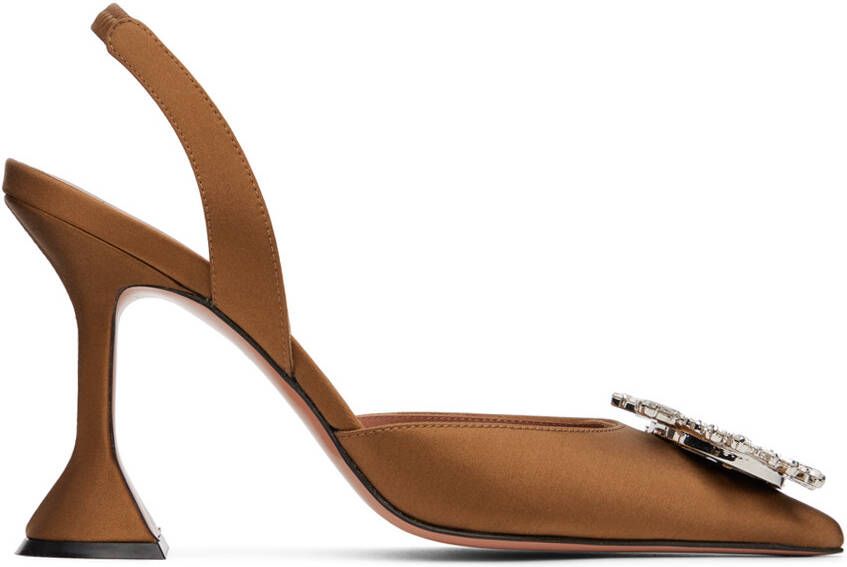 Amina Muaddi Brown Begum Sling Heels - Picture 5