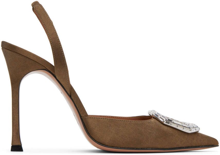 Amina Muaddi Brown Camelia Sling 105 Heels - Picture 4