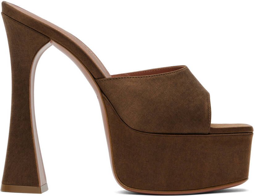 Amina Muaddi Brown Dalida Heeled Sandals - Picture 5